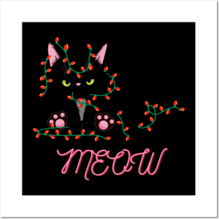 Meow christmas Posters and Art